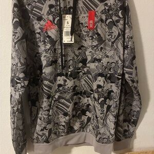 Adidas x Captain Tsubaza Black and Gray Graphic Hoodie